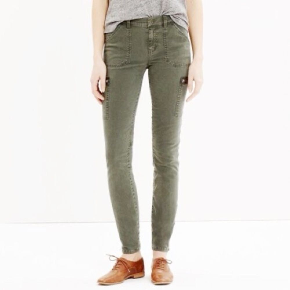 Madewell Utility Cargo Mid Rise Ankle pants Olive Sz 27